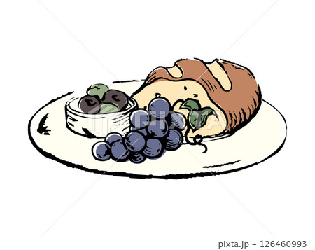 レトロな食事のイメージ線画 126460993