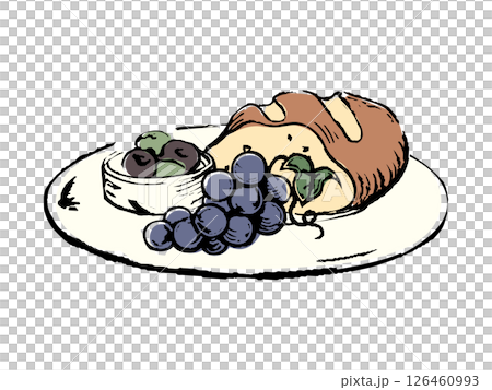 レトロな食事のイメージ線画 126460993