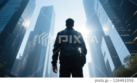 成功者を夢見て大都会を歩く男性 126461056
