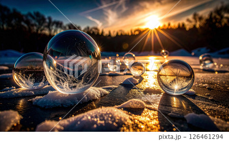 bubbles trapped in ice .Background concept. Generated Image 126461294