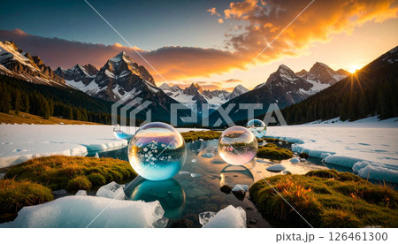bubbles trapped in ice .Background concept. Generated Image bubbles trapped in ice .Background concept. Generated Image 126461300