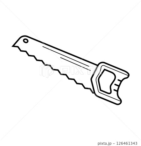 Hand drawn saw. Sketch doodle style. Isolated vector illustration. 126461343