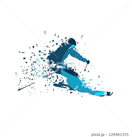 Skiing, downhill skier, abstract blue isolated vector illustration Skiing, downhill skier, abstract blue isolated vector illustration 126461355