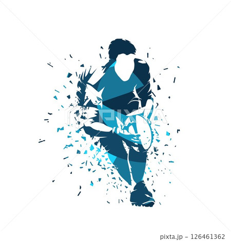 Rugby player, abstract blue isolated vector silhouette. Team sport illustration Rugby player, abstract blue isolated vector silhouette. Team sport illustration 126461362