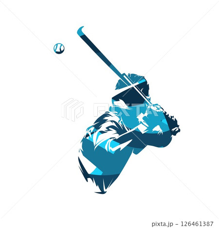 Baseball player, batter hitting the ball, abstract blue isolated vector illustration 126461387