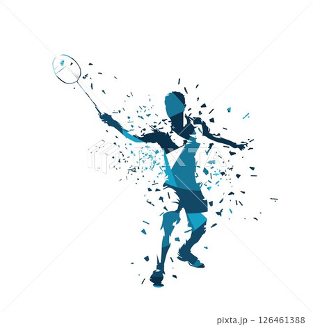 Badminton player, abstract blue isolated vector silhouette Badminton player, abstract blue isolated vector silhouette 126461388