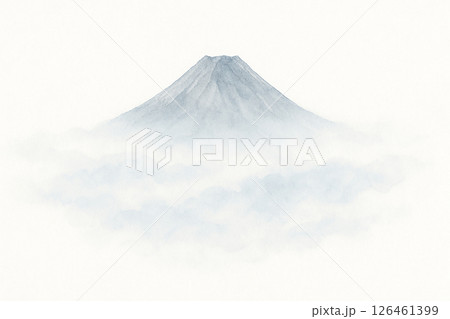 雲海に浮かぶ富士山の水彩風イラスト 126461399