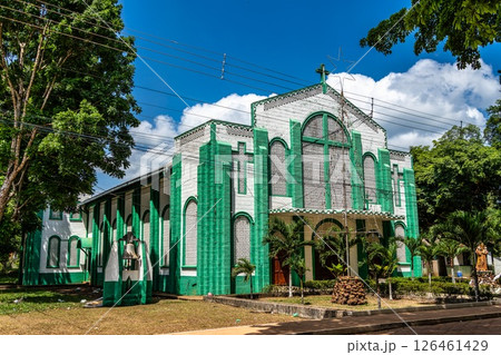 Parish of Saint Anthony of Padua in Belterra, Para in Brazil. American village built by Henry Ford 126461429