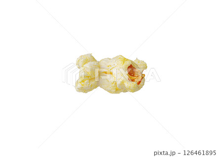 macro popcorn on isolated and white background 126461895