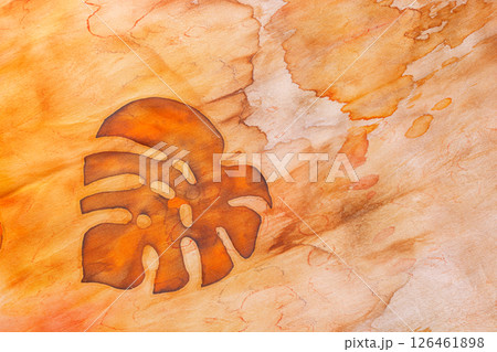 abstract pattern on silk fabric texture in yellow and brown tones abstract pattern on silk fabric texture in yellow and brown tones 126461898