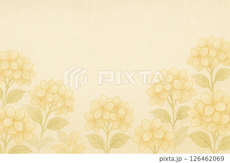 クリーム色の背景に咲くやさしい黄色の花の水彩イラスト クリーム色の背景に咲くやさしい黄色の花の水彩イラスト 126462069