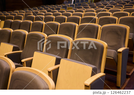 A visually appealing Empty Auditorium Seating arrangement showcasing Modern Chairs for events 126462237