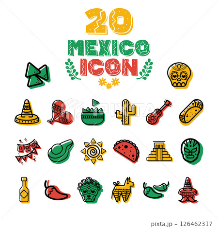 Mexican Culture Icons Set. Vector Mexican Culture Icons Set. Vector 126462317