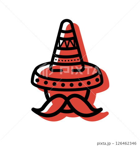 Sombrero and mustache icon. Vector Sombrero and mustache icon. Vector 126462346