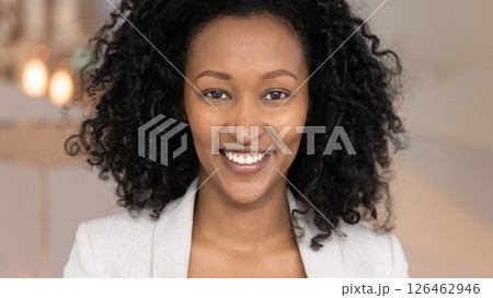 Closeup front face view of confident African businesswoman 126462946