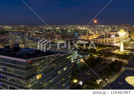 カザフスタン・アスタナ中心部から望む眺望 夜景 / Astana, Kazakhstan 126462967