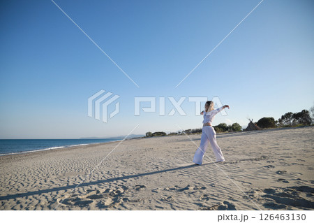 Calabria Dancer Girl On The Beach Near The Sea Calabria Dancer Girl On The Beach Near The Sea 126463130