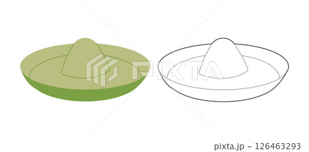 Sombrero Hat. Summer Head Fashion accessory cap with wide brim clothing technical illustration. Vector headgear 126463293