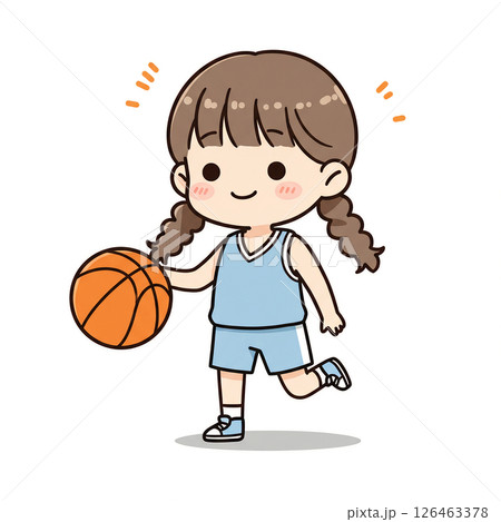 バスケットボールを持っている女の子のイラスト素材 126463378