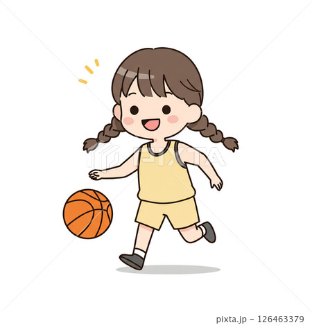 バスケットボールを持っている女の子のイラスト素材 126463379