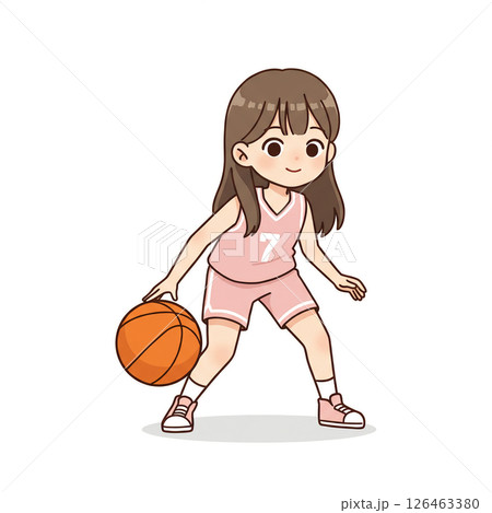 バスケットボールを持っている女の子のイラスト素材 バスケットボールを持っている女の子のイラスト素材 126463380
