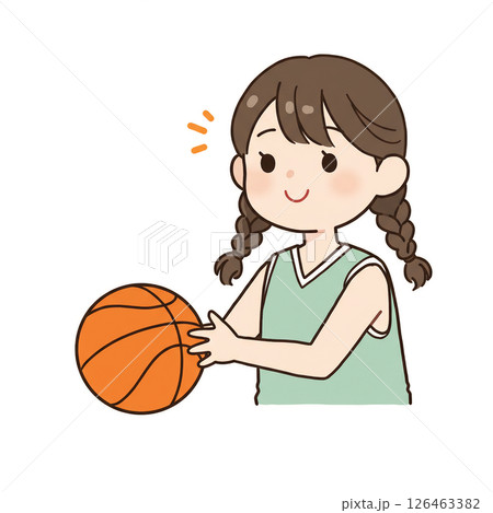 バスケットボールを持っている女の子のイラスト素材 126463382