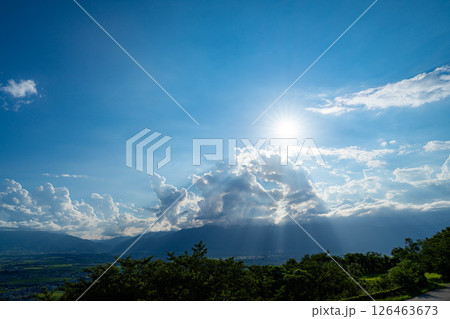 【夏素材】松本平と入道雲【長野県】 126463673