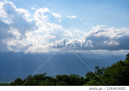 【夏素材】松本平と入道雲【長野県】 126463682