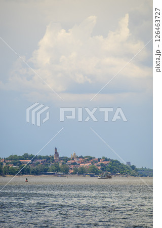 Vertical view of Danube river and Zemun municipality of Belgrade, capital of Serbia Vertical view of Danube river and Zemun municipality of Belgrade, capital of Serbia 126463727