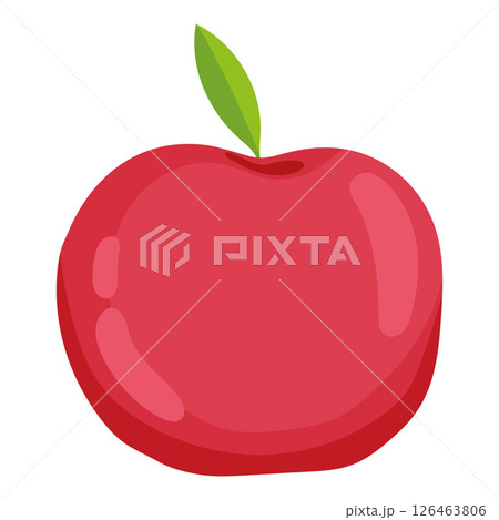 Red shiny apple with leaf. Vector 126463806