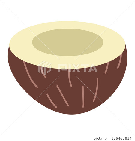 Half coconut with inner pulp. Vector Half coconut with inner pulp. Vector 126463814