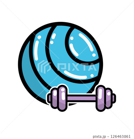 Fitness ball and dumbbell. Vector Fitness ball and dumbbell. Vector 126463861