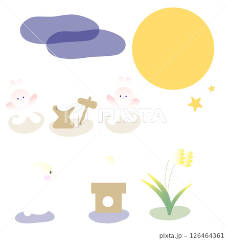 かわいいお月見のイラスト素材集 126464361
