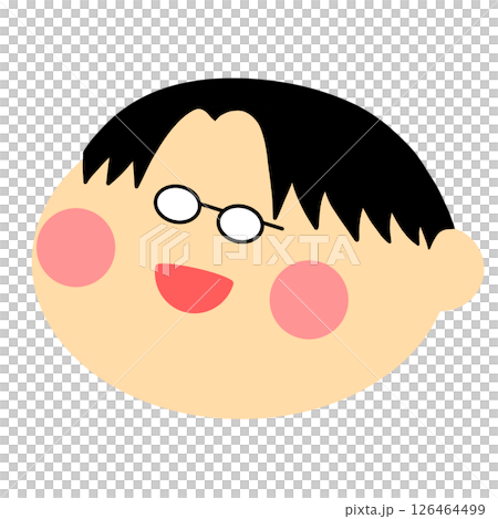 Illustration of a man wearing glasses with a center parting Illustration of a man wearing glasses with a center parting 126464499