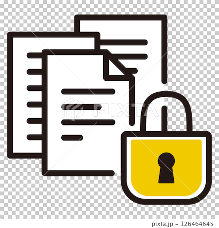 Illustration of a padlock protecting documents Illustration of a padlock protecting documents 126464645