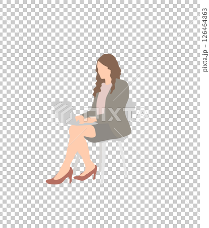 ノートパソコンで業務をこなす女性社員（赤いパンプス） 126464863