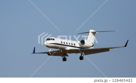 Private light jet during landing Private light jet during landing 126465481