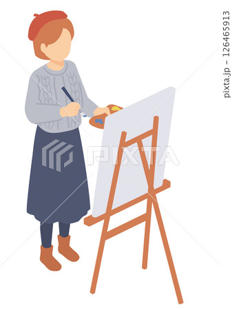 絵を描く女性のアイソメトリックイラスト 126465913
