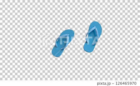 A pair of blue flip flops isolated on a transparent background, perfect for summer beach vacations and casual outings 126465970