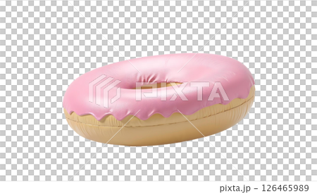 A pink donut float set against a transparent background, ideal for summer beach getaways and inflatable enjoyment A pink donut float set against a transparent background, ideal for summer beach getaways and inflatable enjoyment 126465989