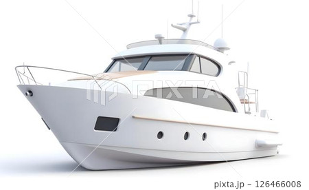 An isolated white boat on a white background, representing a peaceful cruise setting 126466008