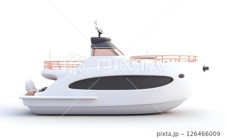 A solitary white boat against a white backdrop, evoking a sense of calm and tranquility 126466009