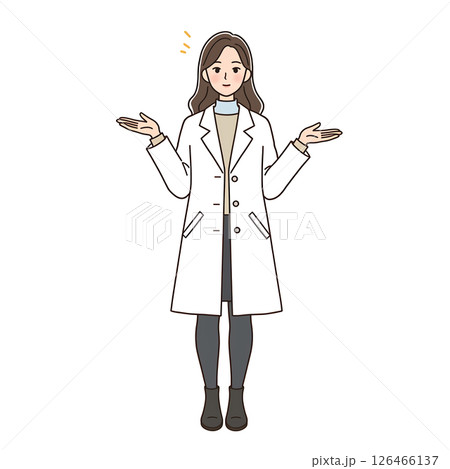 白衣を着て説明する女性のイラスト素材 白衣を着て説明する女性のイラスト素材 126466137