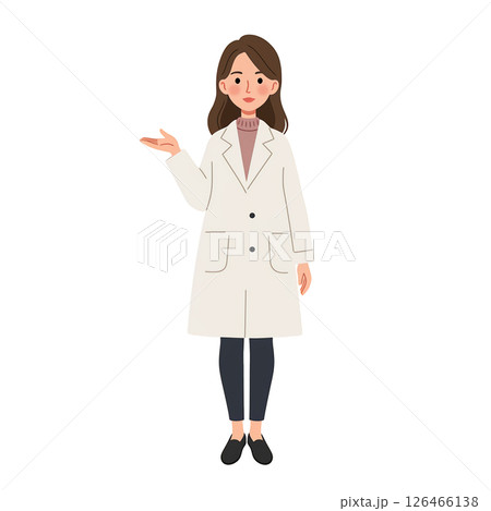 白衣を着て説明する女性のイラスト素材 白衣を着て説明する女性のイラスト素材 126466138
