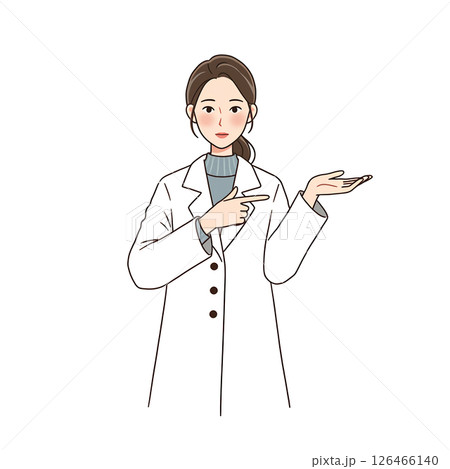白衣を着て説明する女性のイラスト素材 126466140