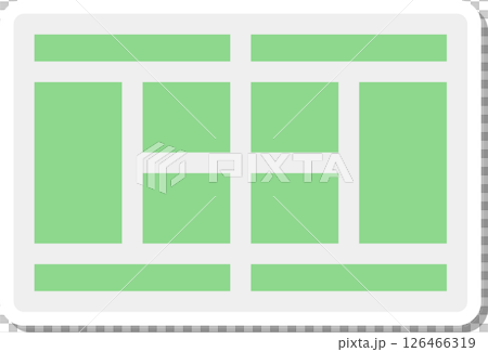 Sticker-style sports-related single icon: Tennis court 126466319