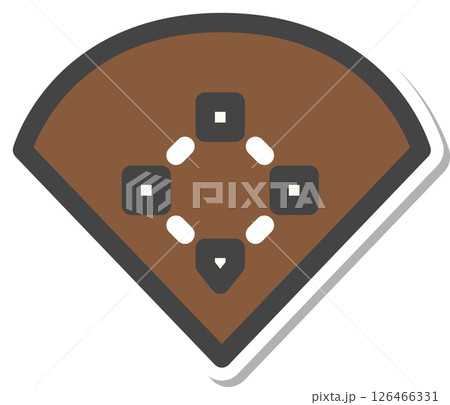 ステッカー風スポーツ関連の単品アイコン 野球コート ステッカー風スポーツ関連の単品アイコン 野球コート 126466331