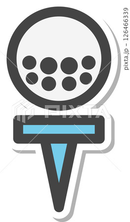 ステッカー風スポーツ関連の単品アイコン　ゴルフボール 126466339