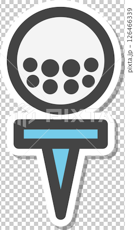 ステッカー風スポーツ関連の単品アイコン　ゴルフボール 126466339