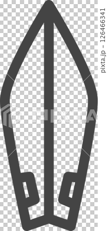 Line drawing sports related single icon: surfboard Line drawing sports related single icon: surfboard 126466341